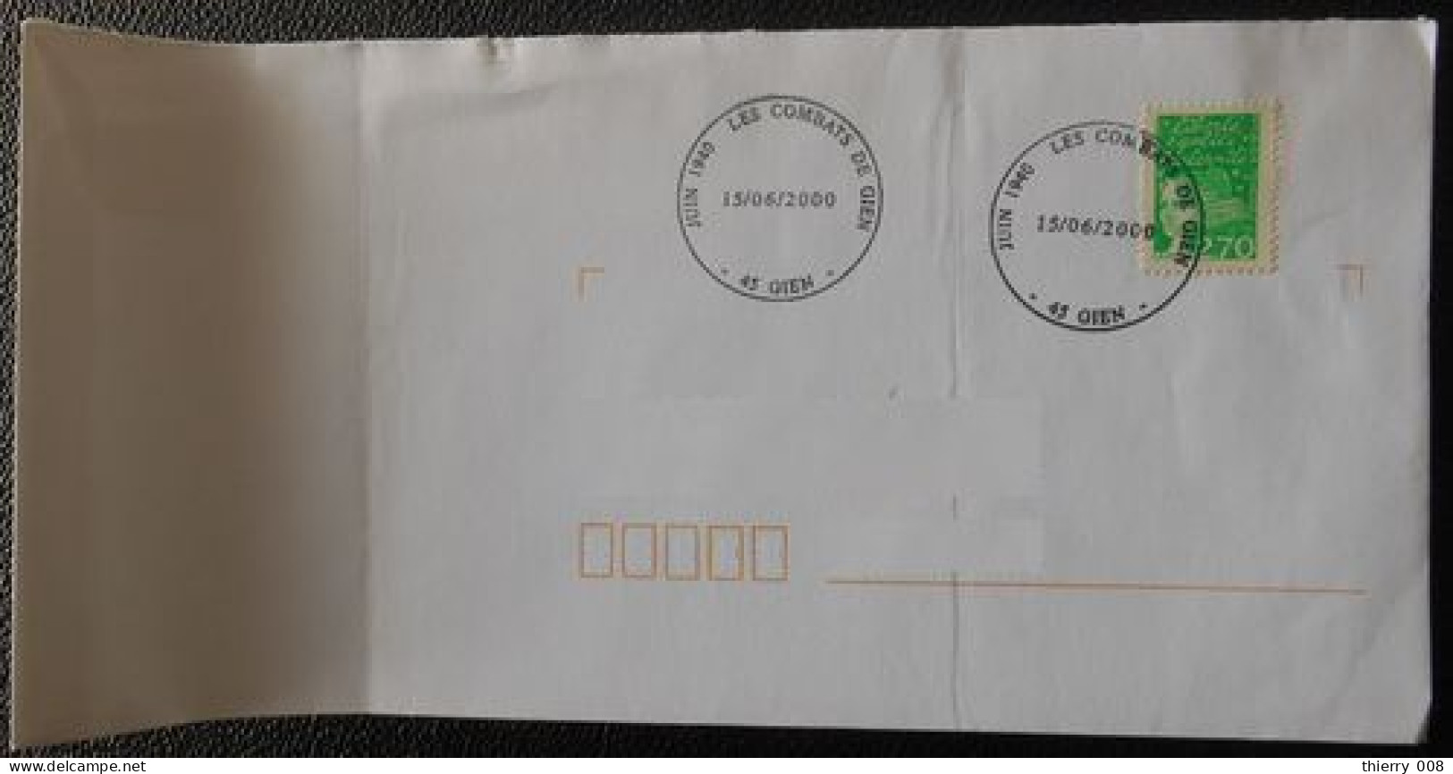 G10 Cachet Temporaire Gien 45 Loiret Les Combats De Gien 15 Juin 2000 - Commemorative Postmarks