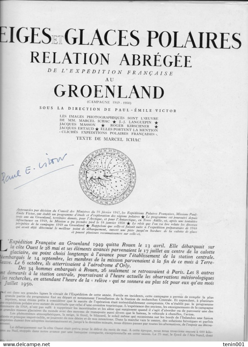 Expedition Polaire Française - Groenland 1949-50 - Paul Emile Victor - Signature - Ciencia