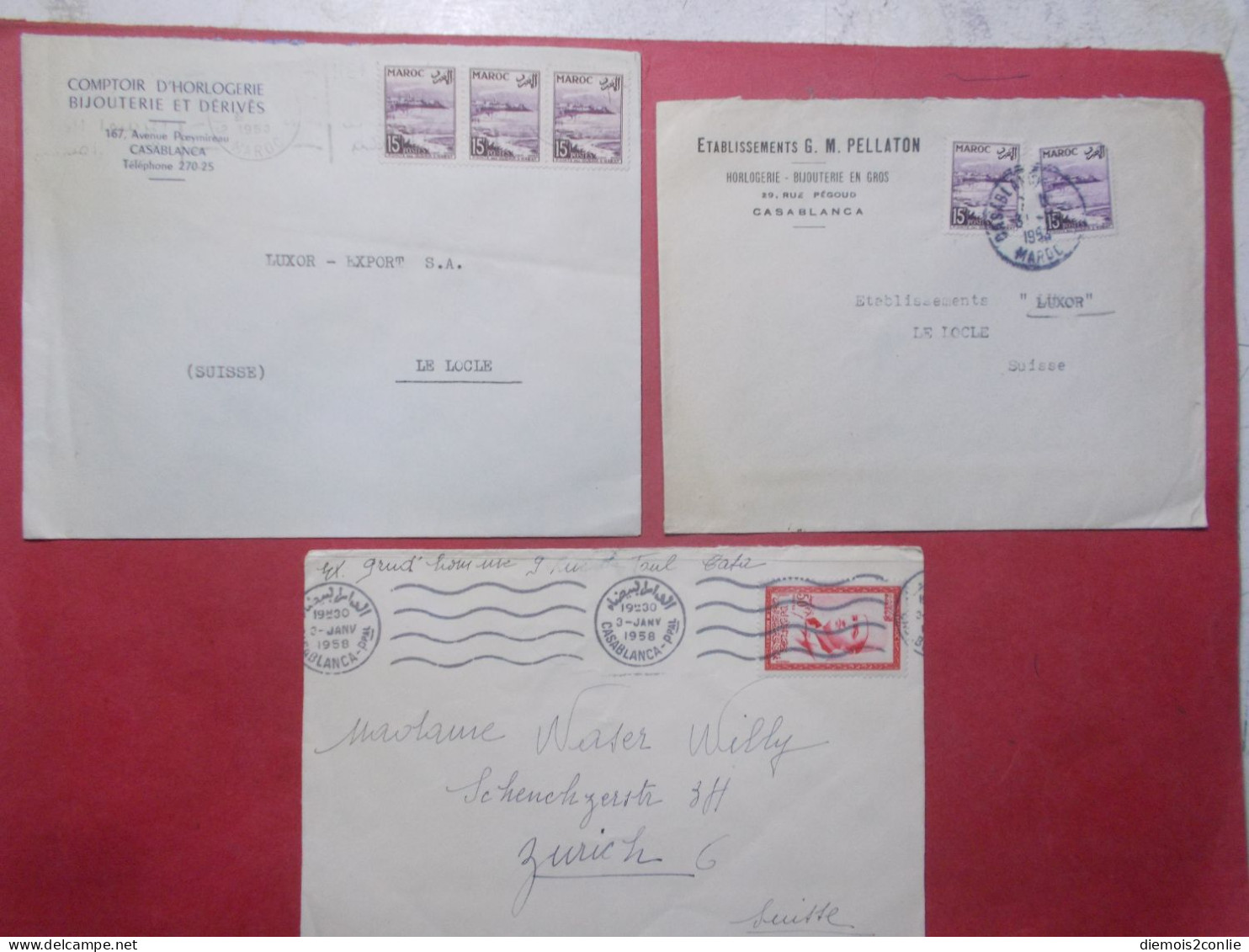 Marcophilie - Lot 3 Lettres Enveloppes Oblitérations Timbres MAROC Destination SUISSE (B336) - Morocco (1956-...)