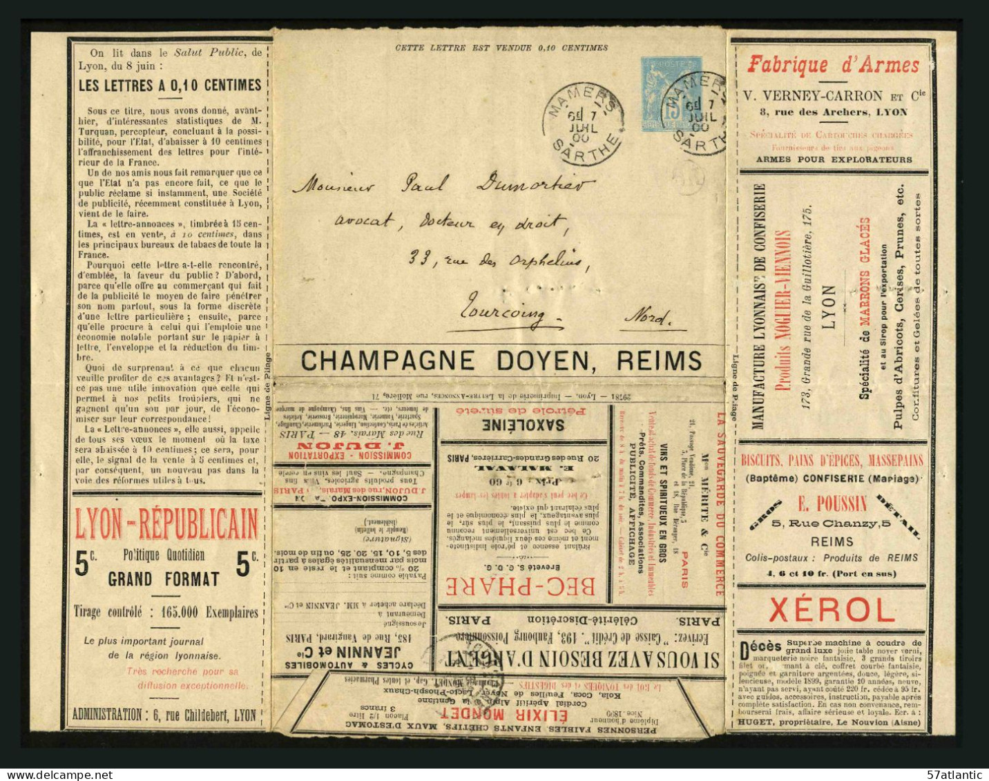 FRANCE - Storch & Françon J86f - Sage 15c - ENVELOPPE LETTRE ANNONCE TIMBREE SUR COMMANDE - Standard Covers & Stamped On Demand (before 1995)