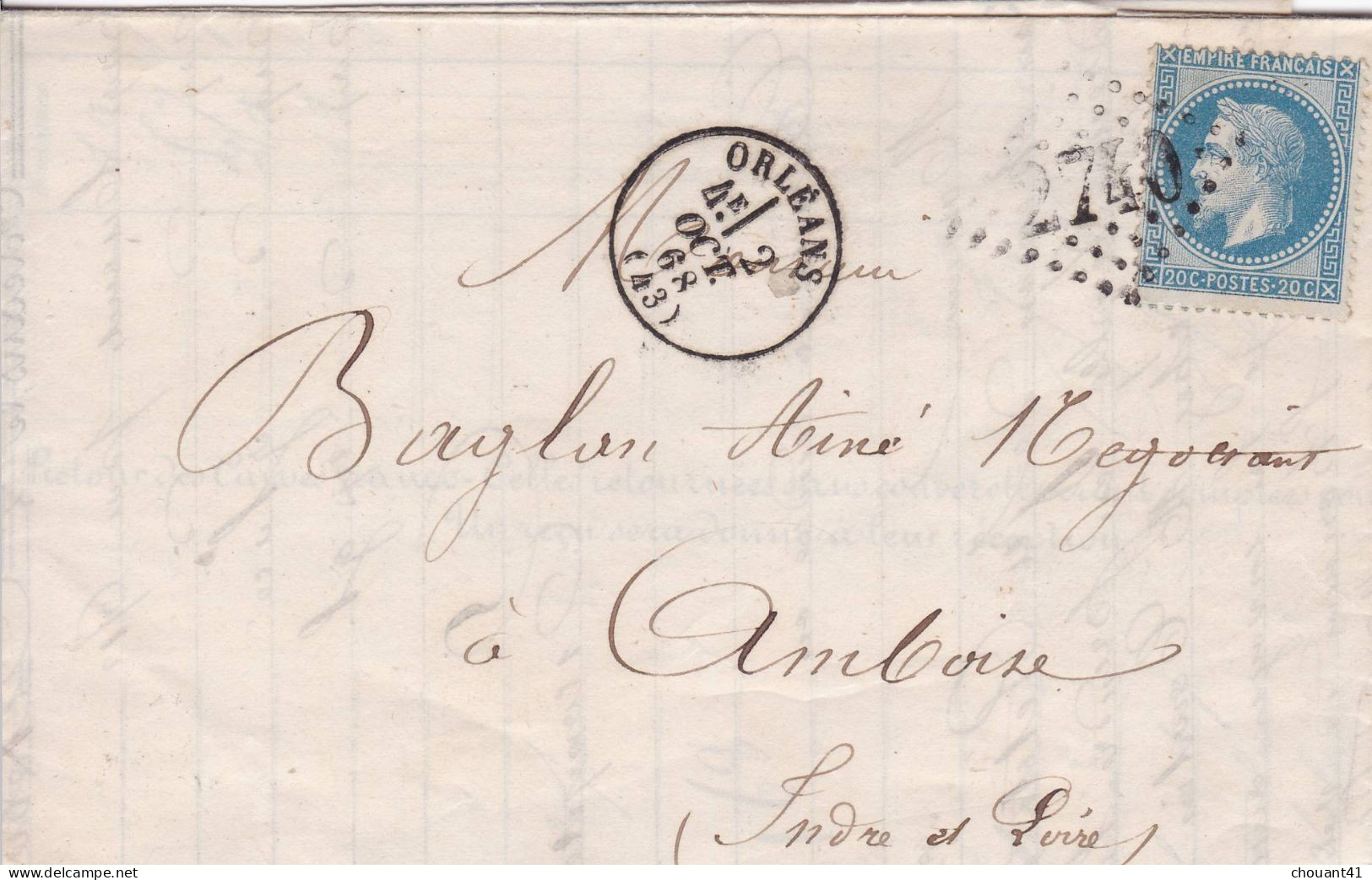 LAC 29A GC 2740  Orléans Pour Amboise    1868 - 1849-1876: Classic Period