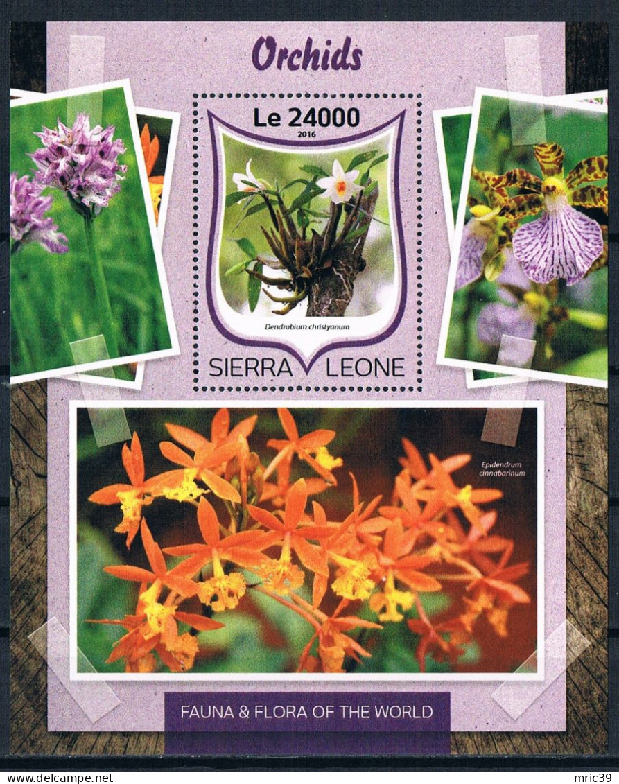 Bloc Sheet Fleurs Orchidées Flowers Orchids  Neuf  MNH **   Sierra Leone 2016 - Orchidées