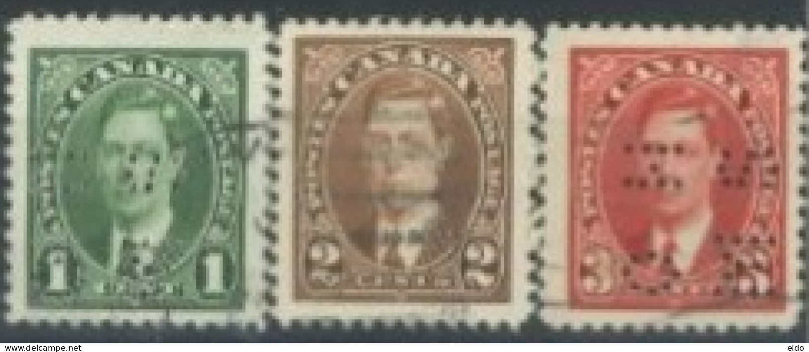 CANADA - 1937, KING GEORGE VI STAMPS SET OF 3, USED. - Gebraucht
