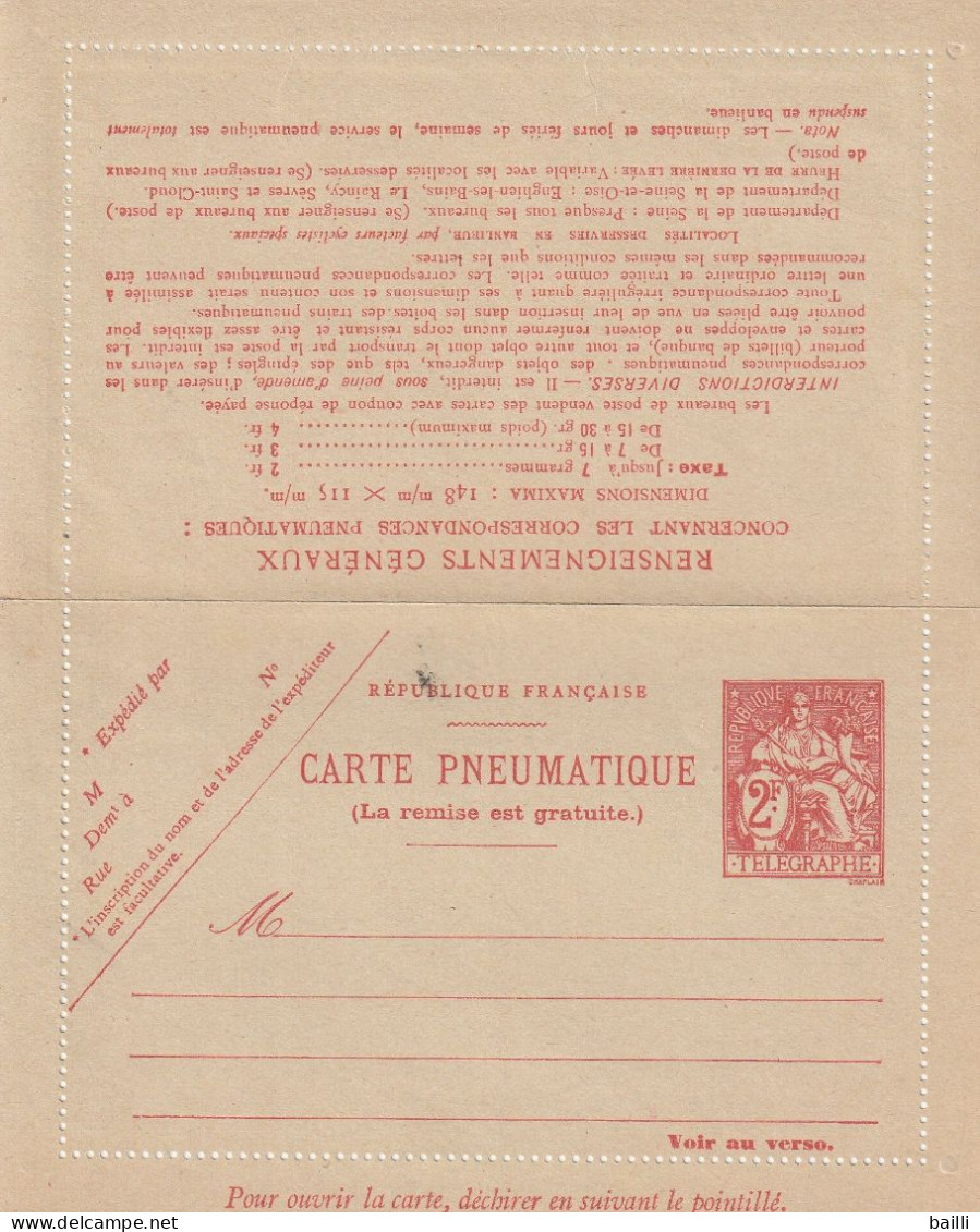 France Entier Postal Carte Lettre 2F Rouge Type Chaplain - Pneumatiques