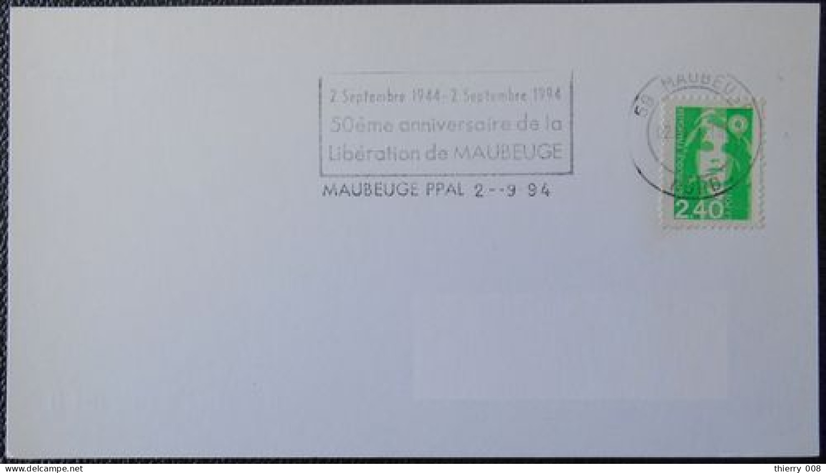 M10 Flamme Oblitération Maubeuge 59 Nord Anniversaire De La Libération De Maubeuge 2 9 94 - Mechanical Postmarks (Advertisement)