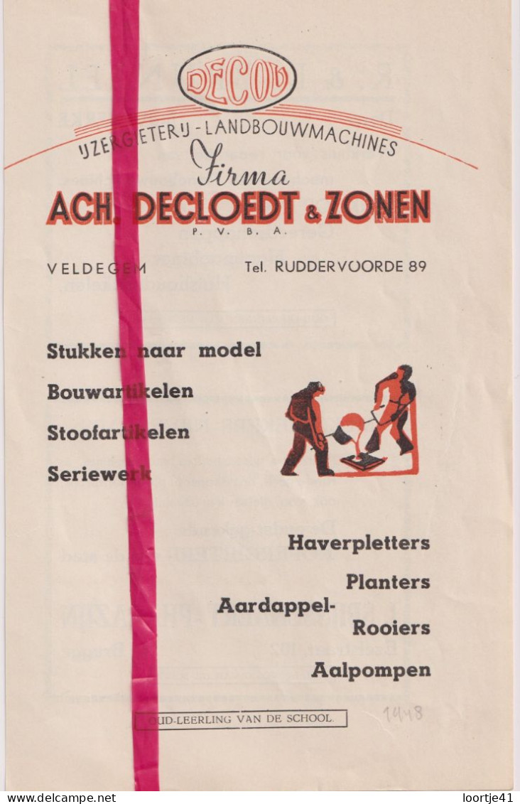 Pub Reclame - IJzergieterij Ach. Decloedt & Zonen Veldegem - Orig. Knipsel Coupure Tijdschrift Magazine - 1948 - Non Classés