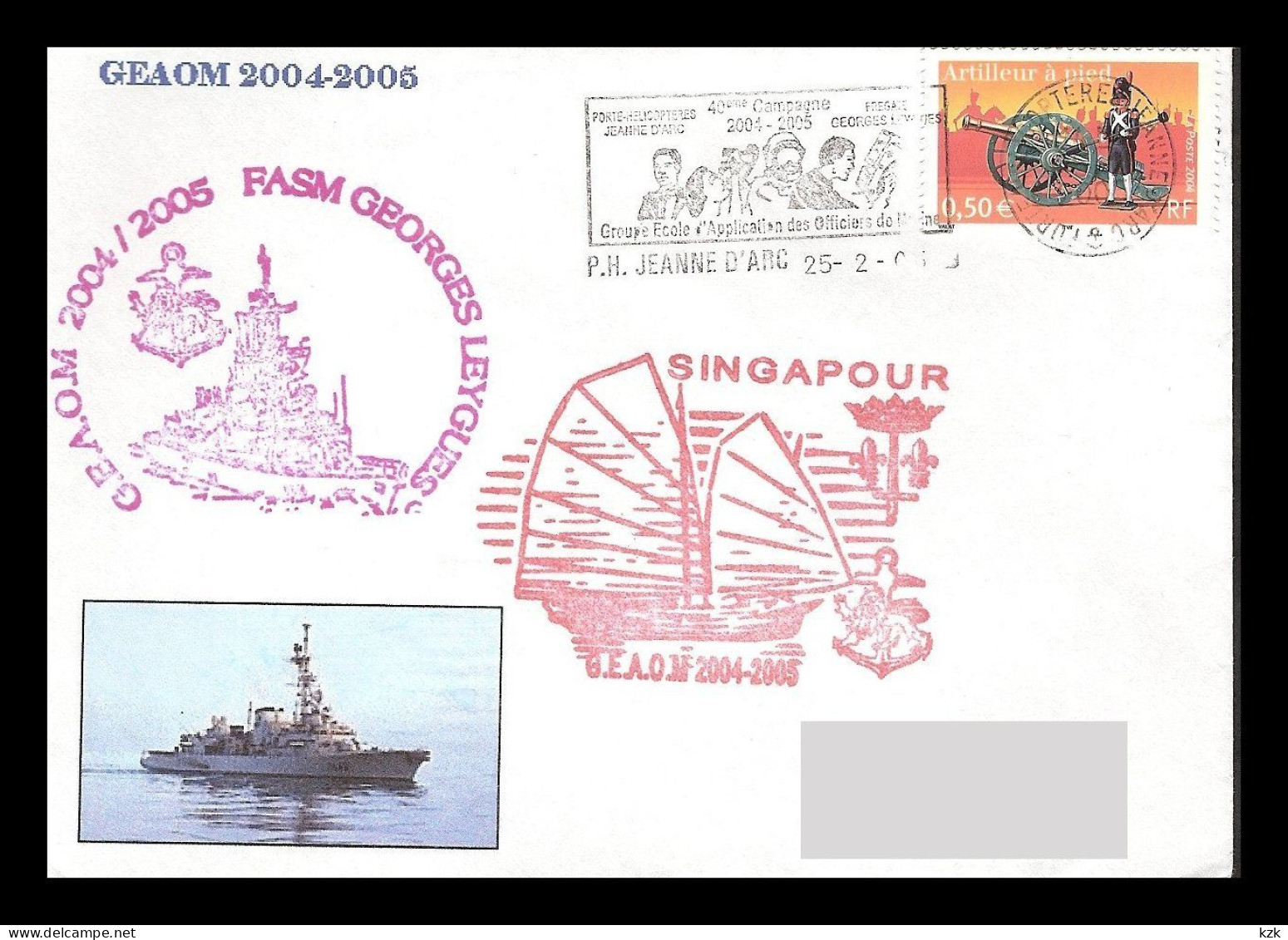 2 03	316	-	GEAOM 2004-05  -  Obl : 25/02/05  FASM G Leygues - Singapour - Correo Naval
