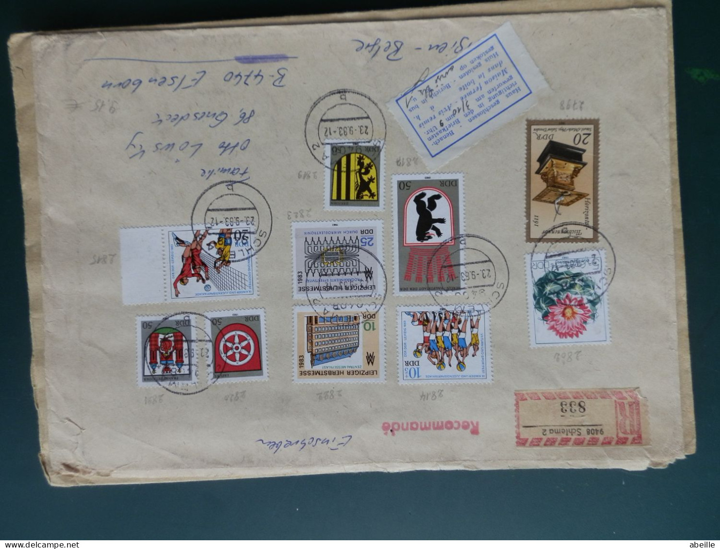 GROOT FORMAAT  LOT39 /   LETTRE RECOMM. DDR POUR LA BELG.1983 - Cartas & Documentos