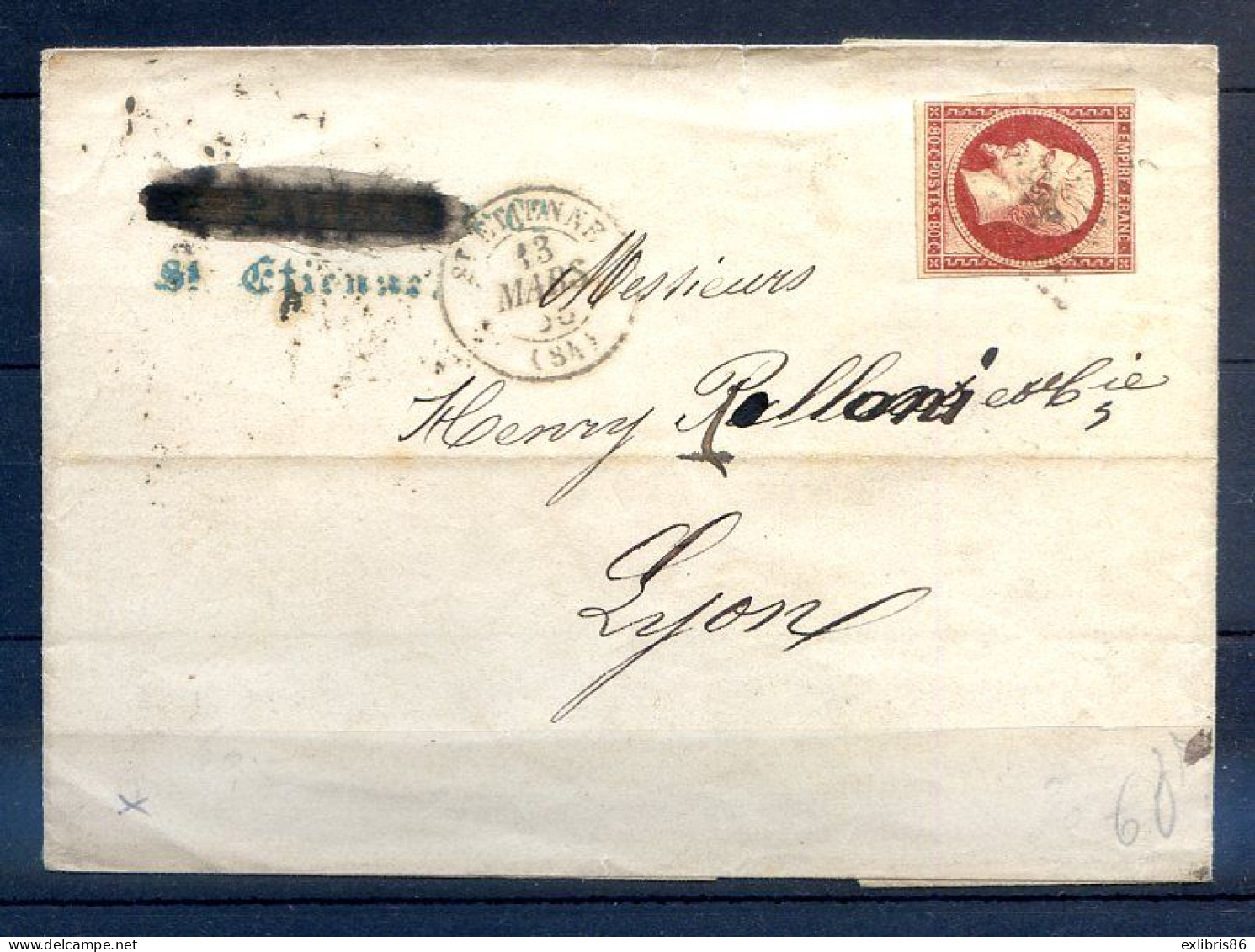 200324 LETTRE N° 17A  Marque Linéaire Verte ???+ 1 Marque Rayée - 1849-1876: Periodo Clásico