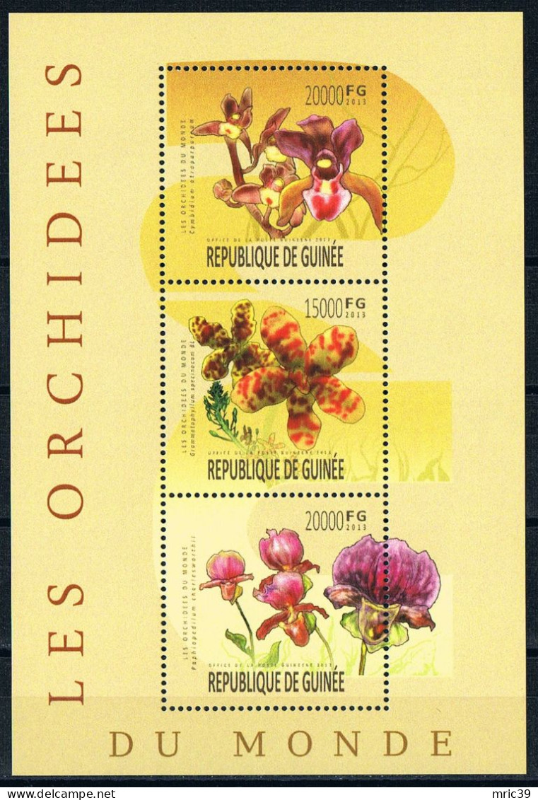 Bloc Sheet Fleurs Orchidées Flowers Orchids  Neuf  MNH **   Guinee Guinea 2013 - Orchidées
