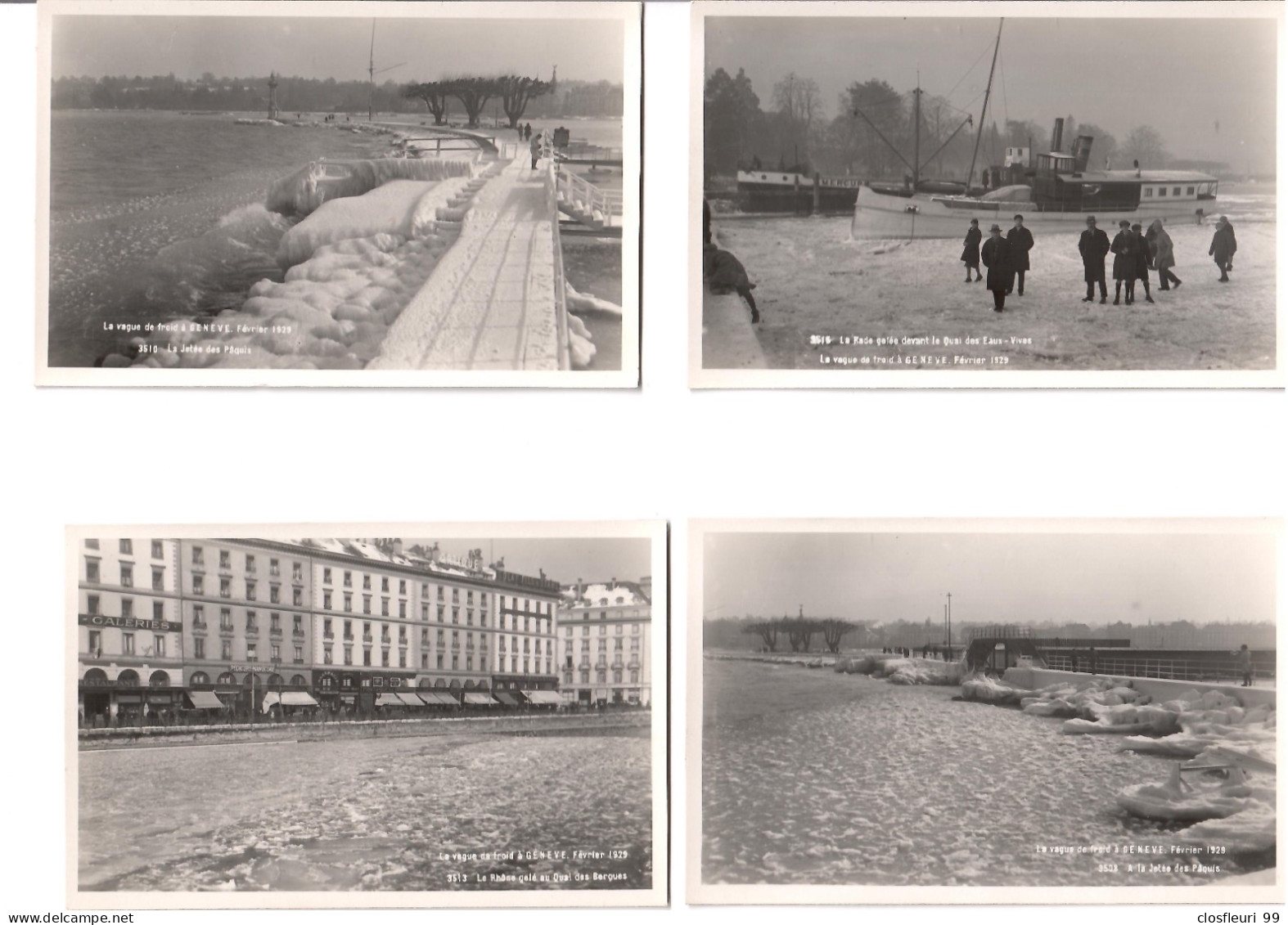 Genève  Et Lac Gelés 1929 / 12 Cartes  Historiques De Richard SA, Rue Du Rhône / - Genève