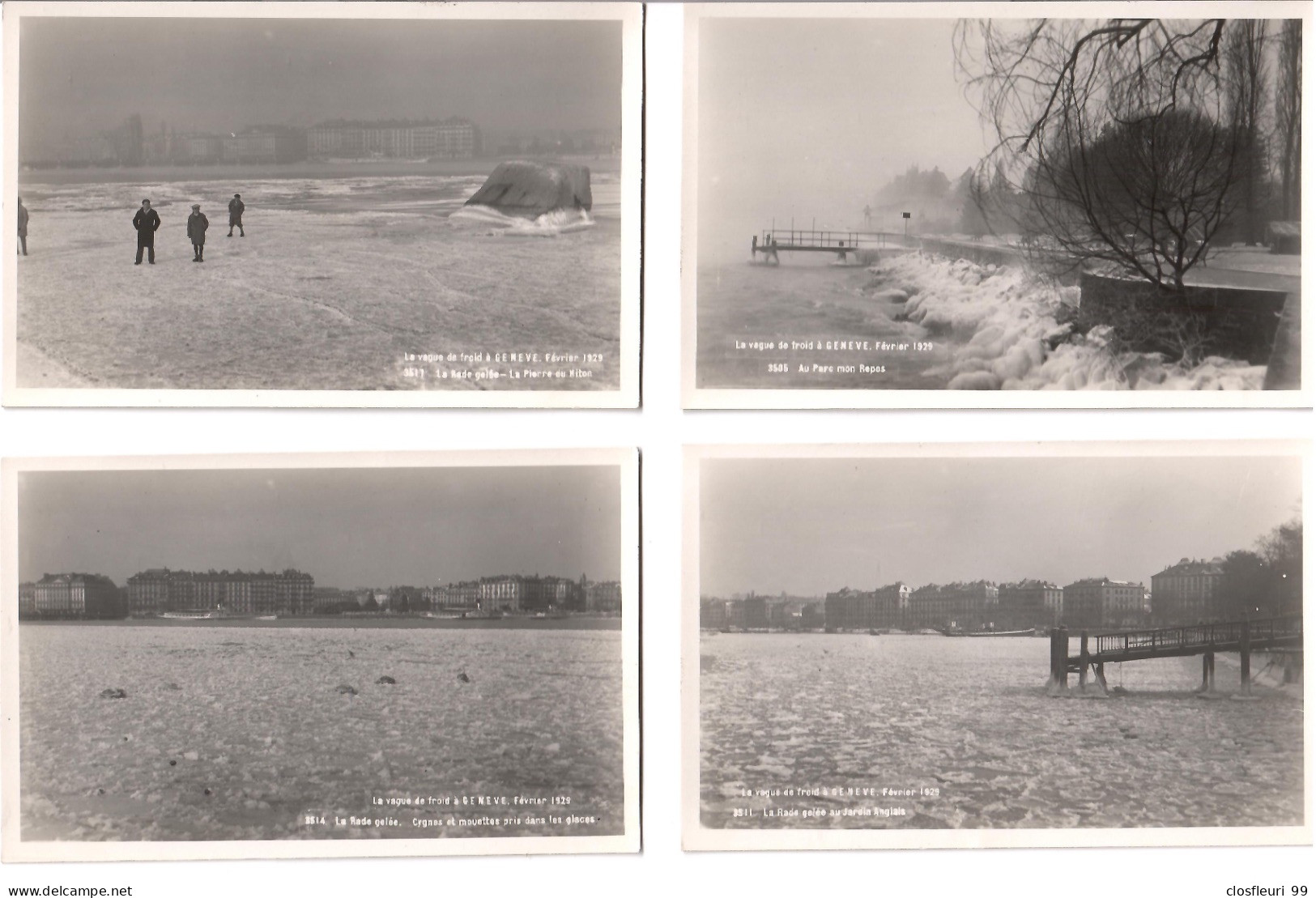 Genève  Et Lac Gelés 1929 / 12 Cartes  Historiques De Richard SA, Rue Du Rhône / - Genève