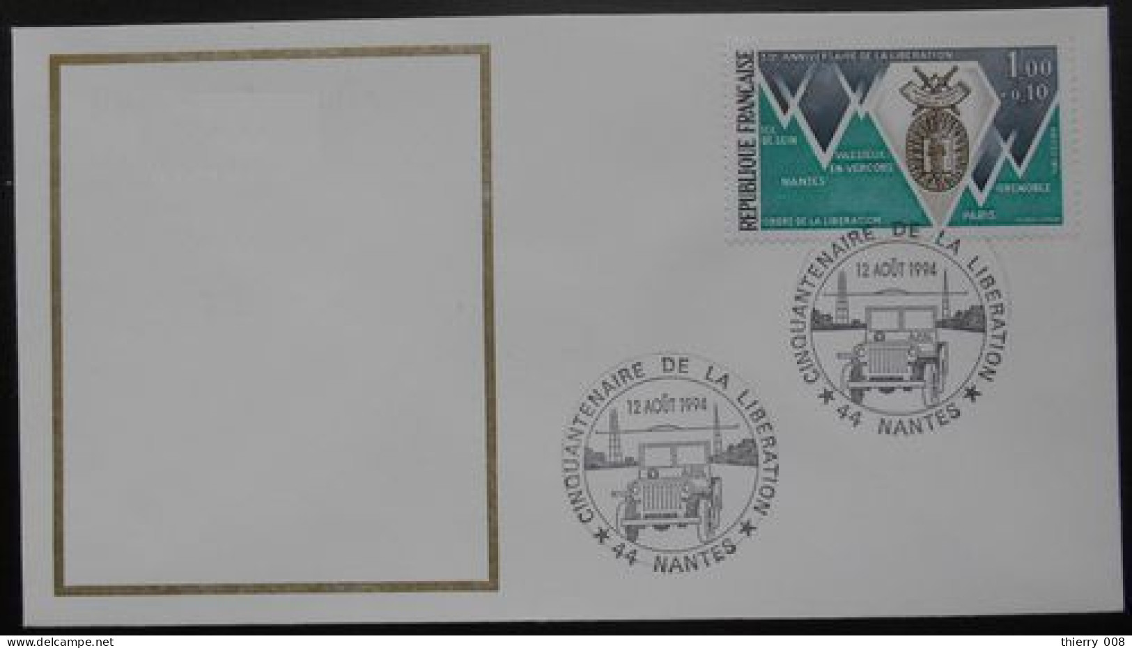 N06 Cachet Temporaire Nantes 44 Loire Atlantique Cinquantenaire De La Libération 12 Août 1994 - Commemorative Postmarks