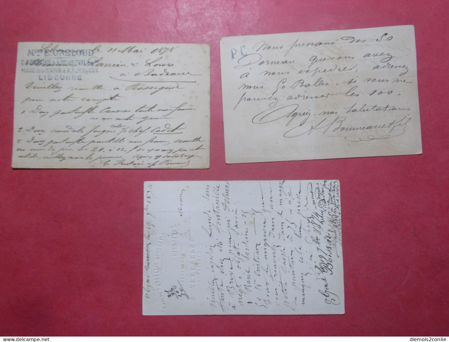 Marcophilie - Lot 3 Cartes Postales Pionnières Timbres Classiques (B342) - 1849-1876: Classic Period