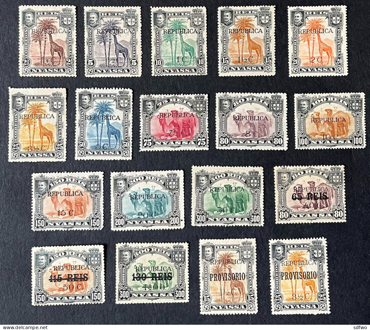 (T2) Nyassa Company - 1918 D. Carlos Local Republica Complete Set - Af. 64 To 81 - MH - Nyassa