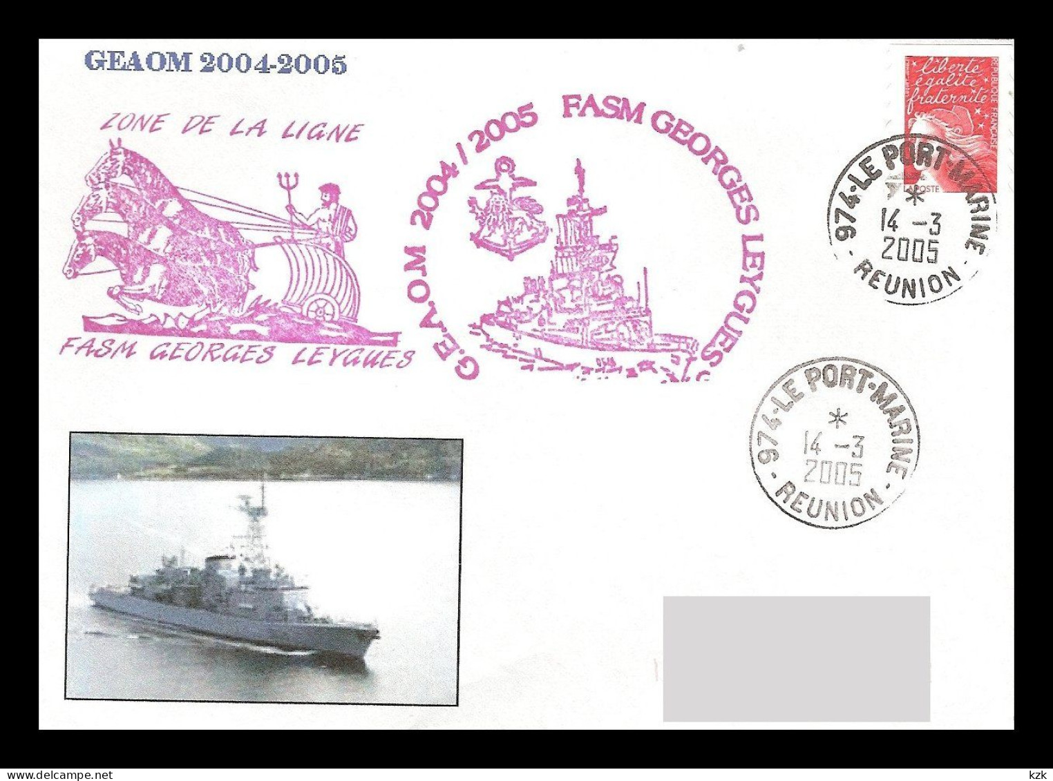 2 03	319	-	GEAOM 2004-05  -  Obl :  14/03/05 FASM G Leygues - Zone De La Ligne - Naval Post