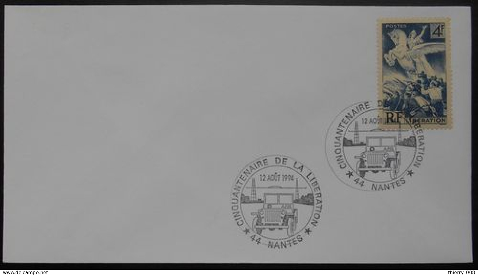 N09 Cachet Temporaire Nantes 44 Loire Atlantique Cinquantenaire De La Libération 12 Août 1994 - Commemorative Postmarks