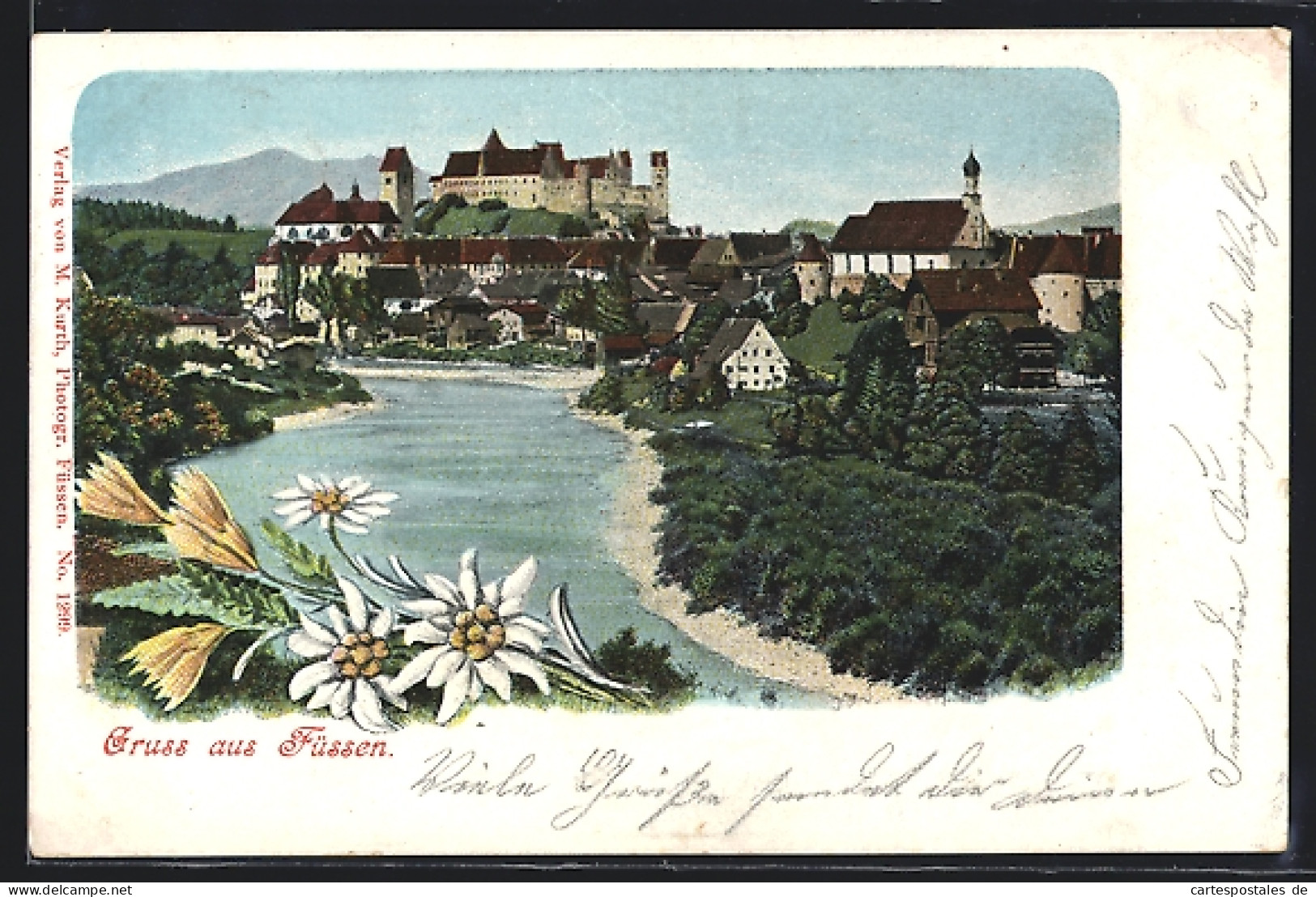 AK Füssen, Flusspartie Mit Burg  - Fuessen