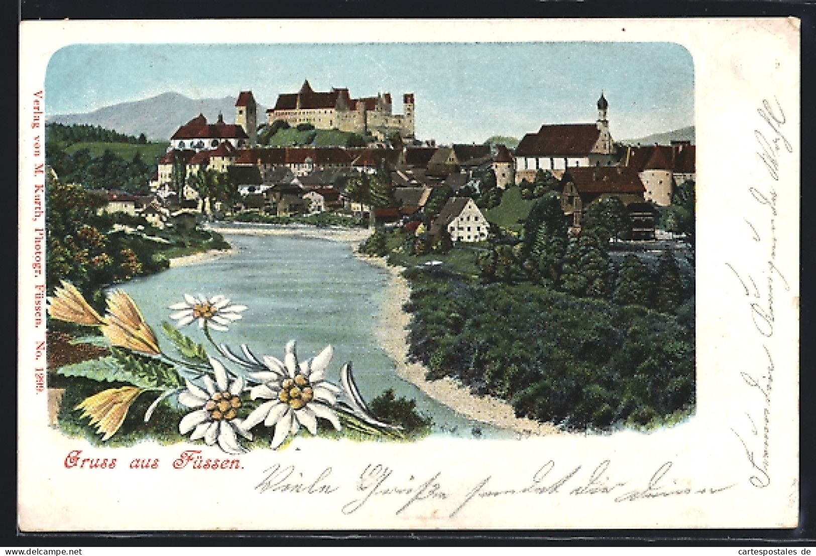 AK Füssen, Flusspartie Mit Burg  - Füssen