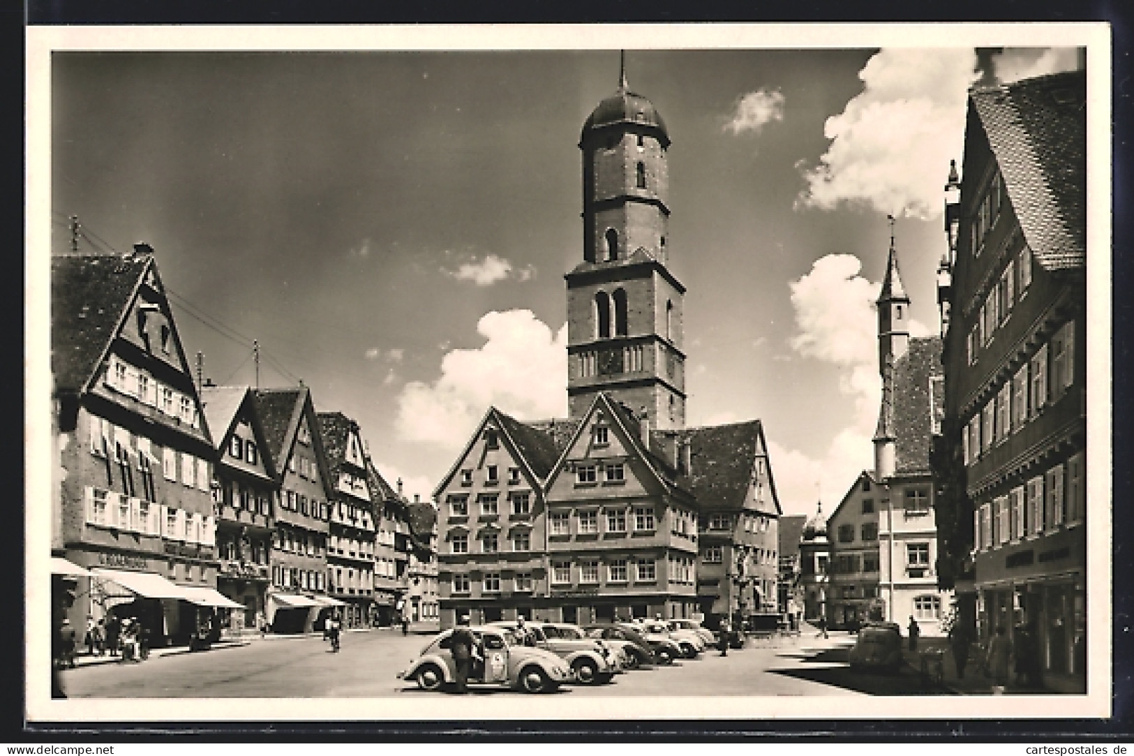 AK Biberach An Der Riss, Marktplatz Mit Parkenden Autos, VW Käfer  - Biberach