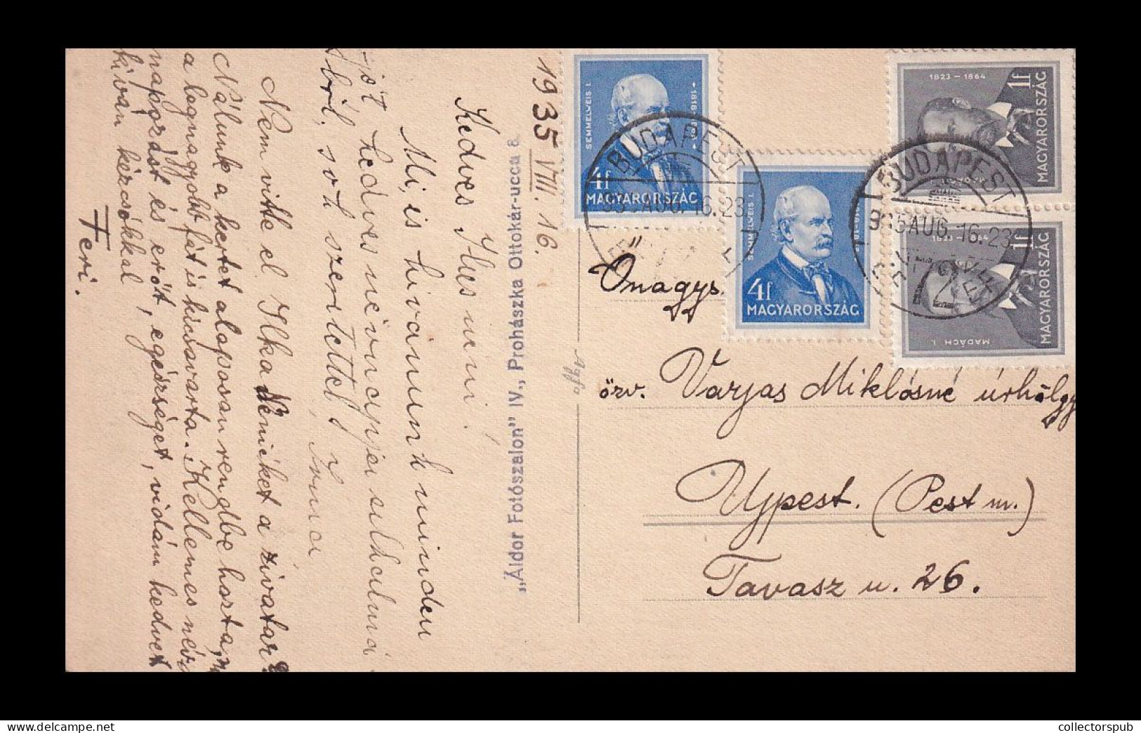 BUDAPEST 1935. Local Postcard With Nice Franking - Briefe U. Dokumente