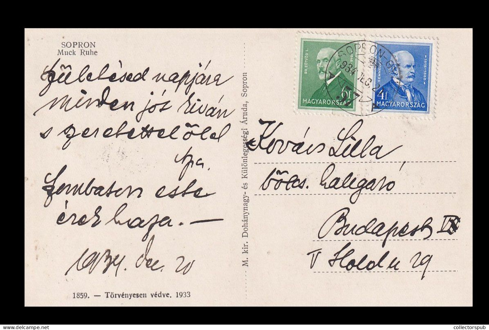 SOPRON 1934. Vintage Postcard - Hongrie