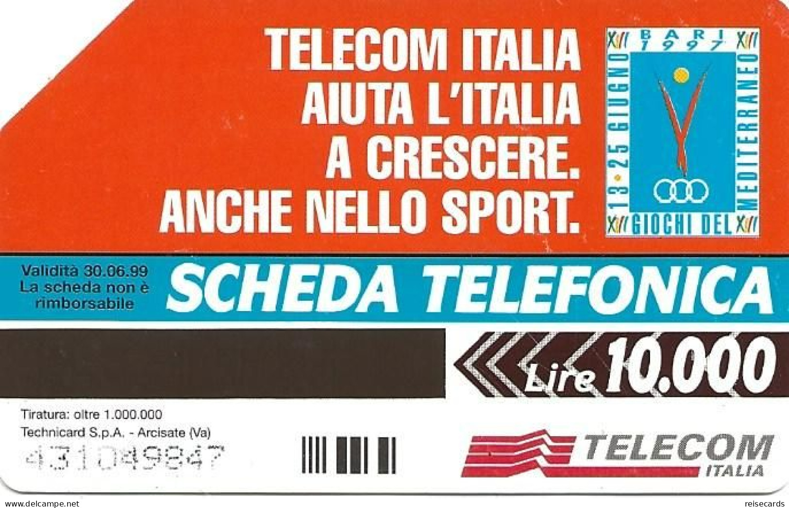 Italy: Telecom Italia - Giochi Del Mediterraneo, Bari - Públicas  Publicitarias