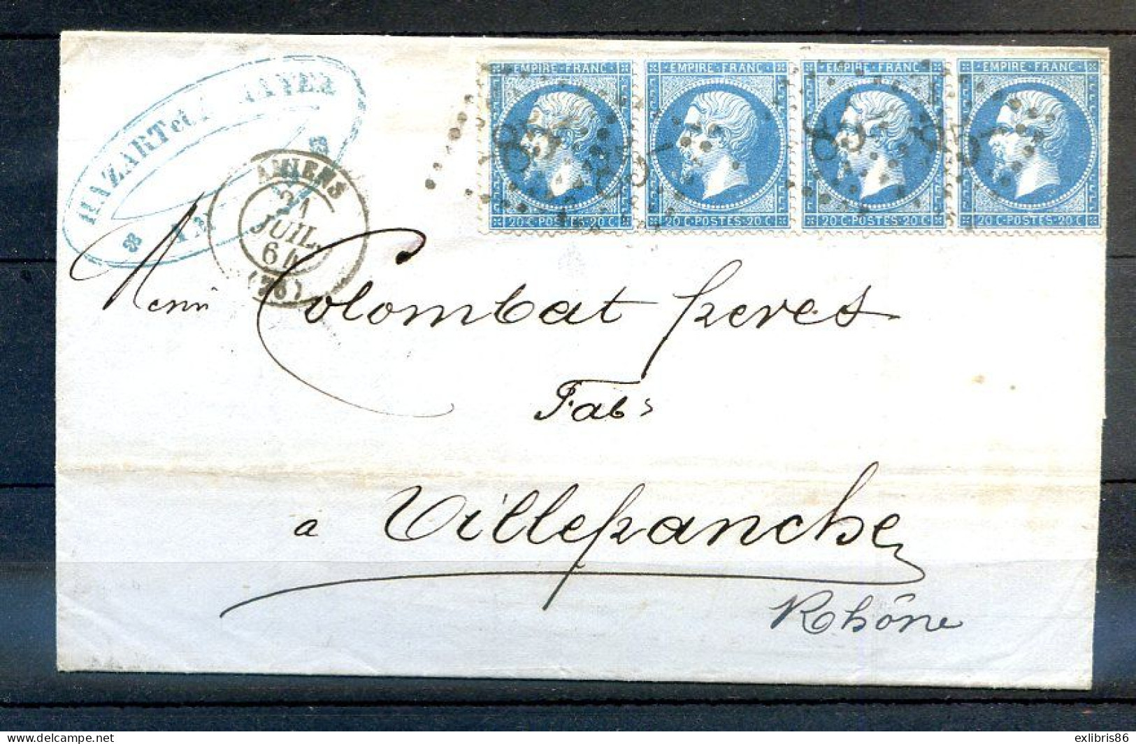 200324 LETTRE N° 22  EN BANDE DE 4 - 1849-1876: Période Classique