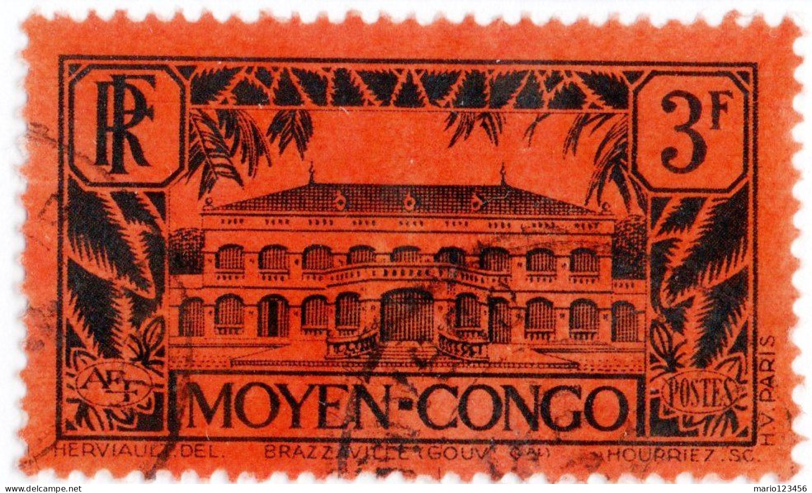 MEDIO CONGO, MIDDLE CONGO, PAESAGGI, LANDSCAPE, 1933, USATI Mi:FR-MC 87, Scott:FR-MC 85, Yt:FR-CG 131 - Gebruikt