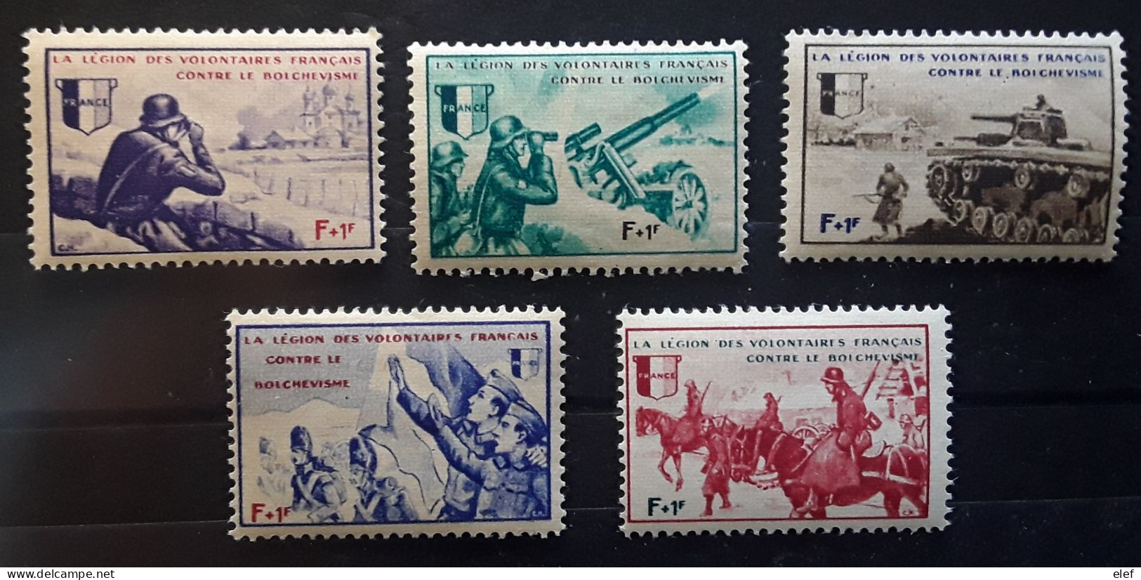 France 1942 Série BORODINO LVF Yvert 6 / 10 Neuve ** MNH TB - War Stamps