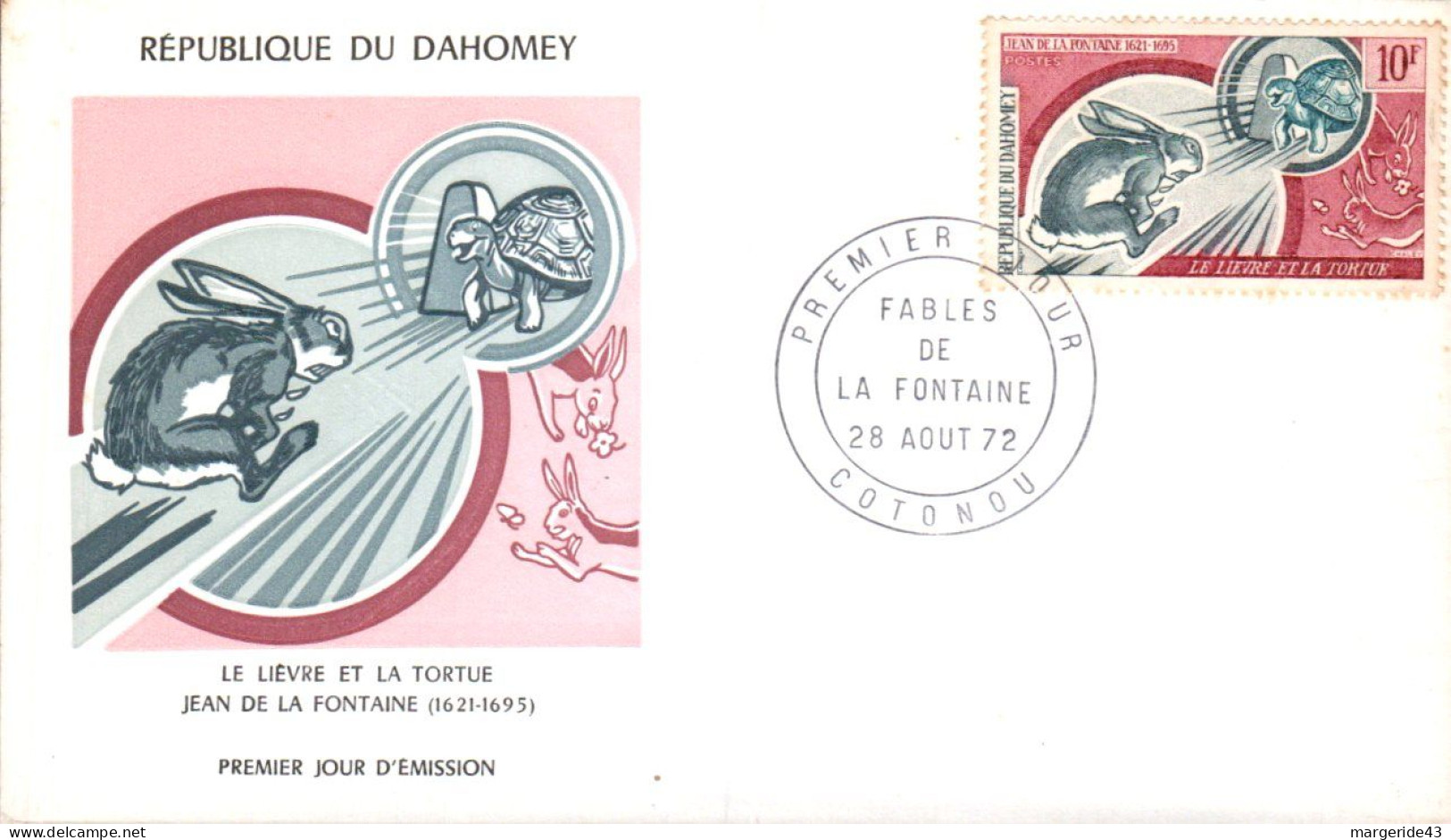 DAHOMEY FDC 1972 FABLEs DE LA FONTAINE - Benin – Dahomey (1960-...)