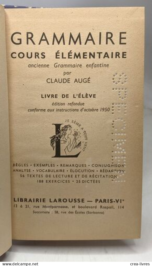 Grammaire Cours élémentaire Ancienne Grammaire Enfantine - Livre De L'élève - Zonder Classificatie