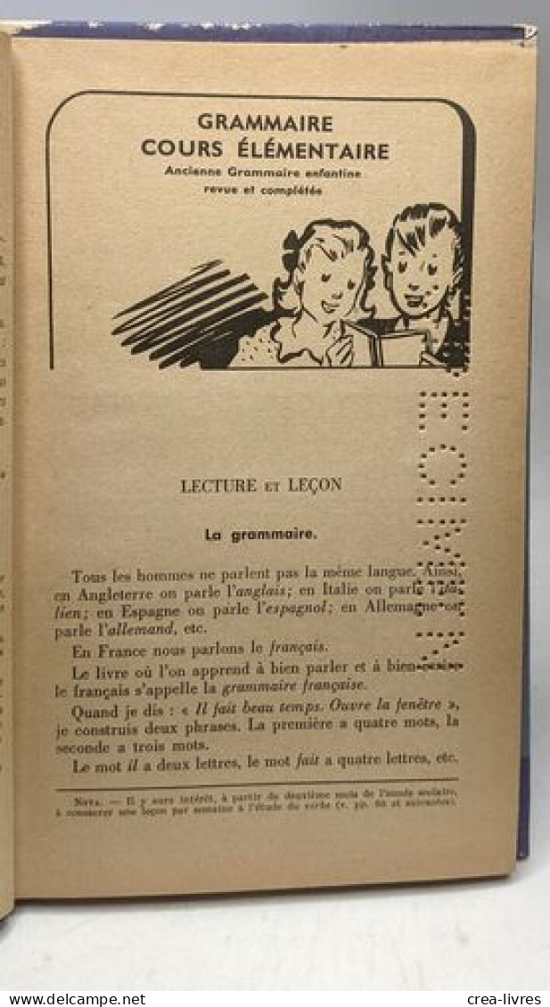 Grammaire Cours élémentaire Ancienne Grammaire Enfantine - Livre De L'élève - Non Classificati