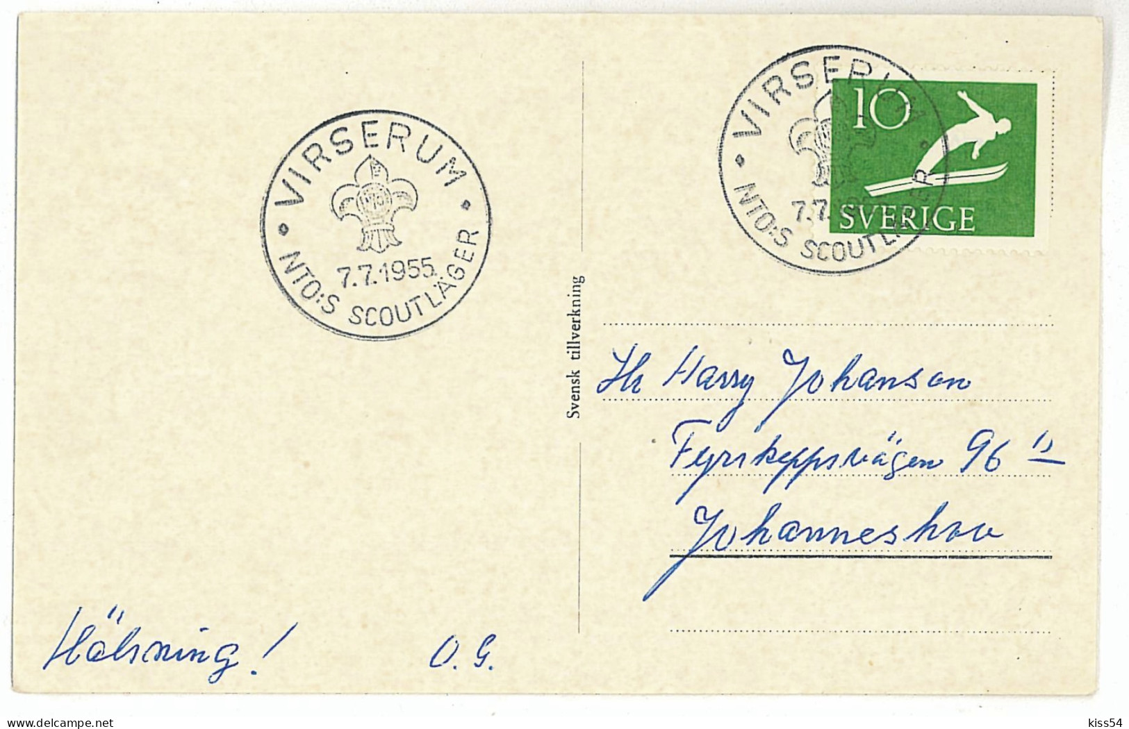 SC 40 - 853-a Scout SWEDEN - Cover - Used - 1955 - Storia Postale
