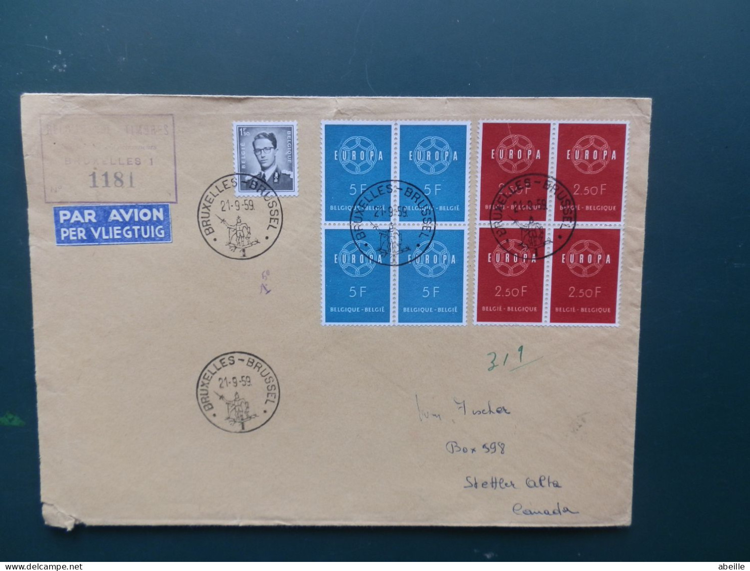 GROOT FORMAAT  LOT49 / LETTRE BELGE POUR LE CANADA 1959 - Brieven En Documenten