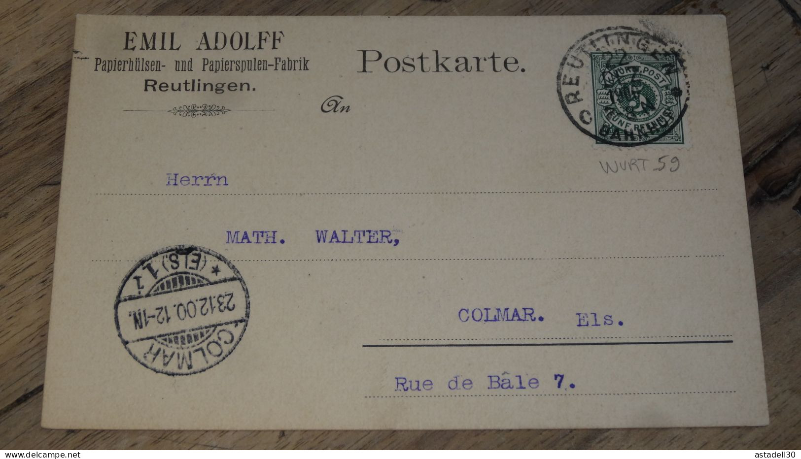 Commercial Postkarte , Reutlingen - 1900 ......... ..... 240424 ....... CL-10-10 - Lettres & Documents