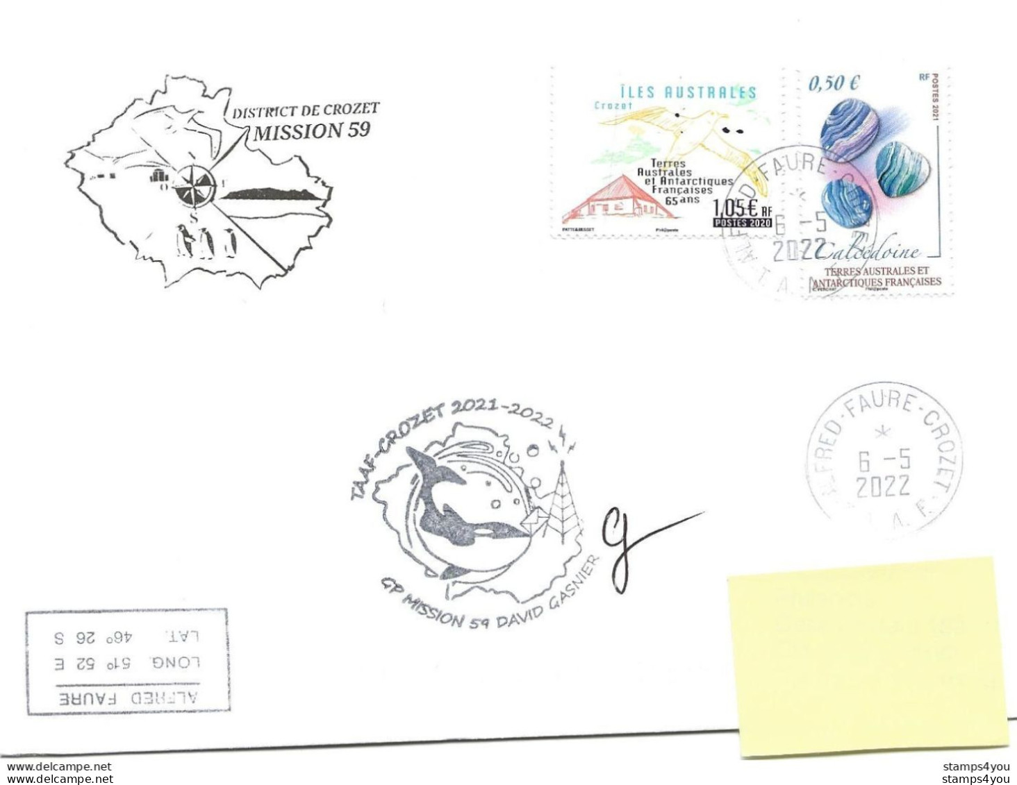 255 - 40 - Enveloppe TAAF Crozet  Cachets Illustrés Ission 59 - 2022 - Bases Antarctiques