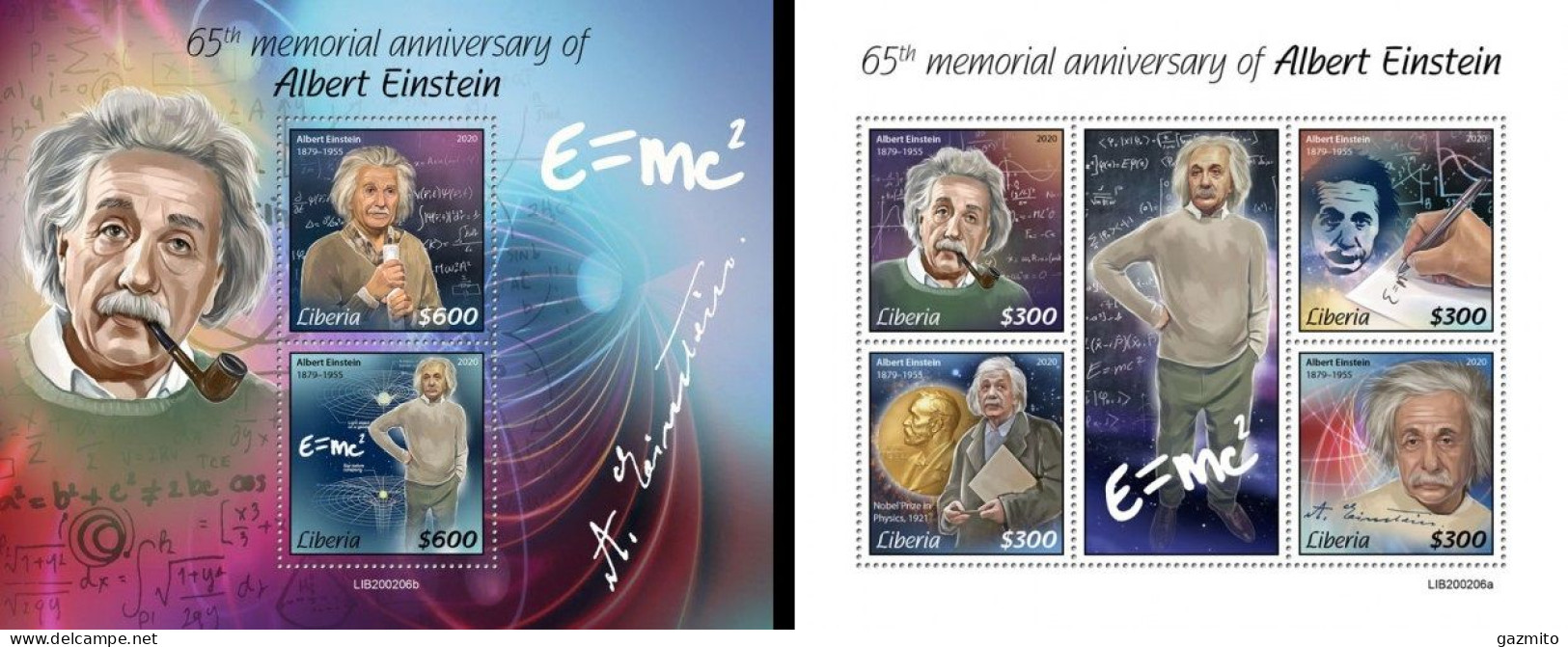 Liberia 2020, Einstein, 4val In BF +BF - Albert Einstein