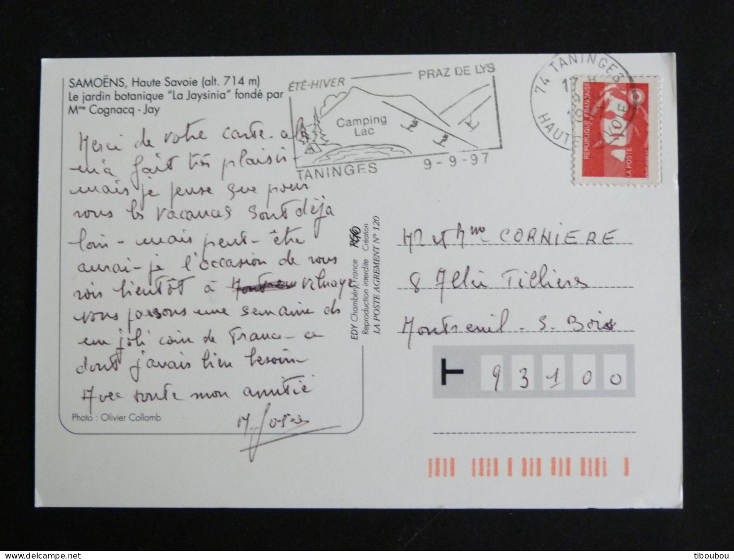 TANINGES - HAUTE SAVOIE - FLAMMES SUR MARIANNE BRIAT - SAMOËNS JARDIN BOTANIQUE LA JAYSINIA - Mechanical Postmarks (Advertisement)