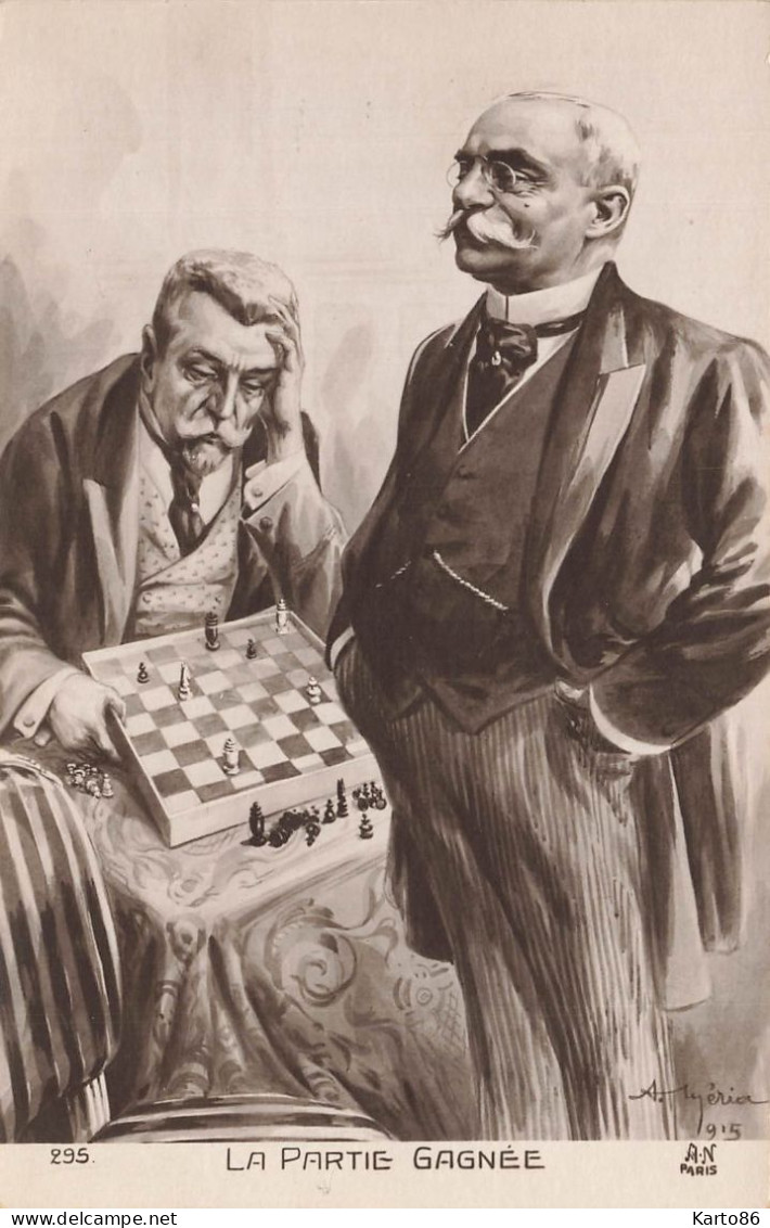 Ww1 Guerre 14/18 War * Carte Photo CPA Illustrateur Satirique * La Partie Gagnée ! * échecs Chess - War 1914-18