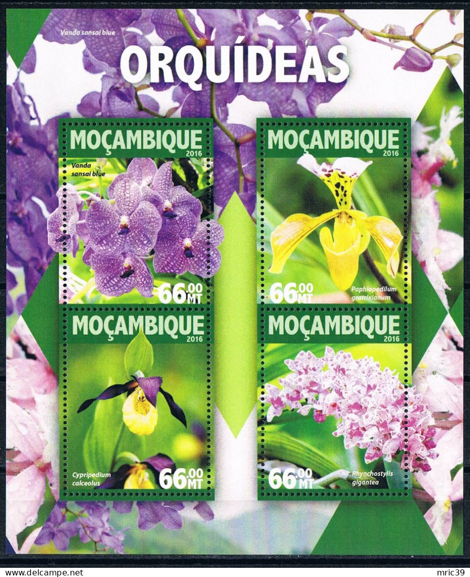 Bloc Sheet  Fleurs Orchidées Flowers Orchids  Neuf  MNH **   Mozambique Mocambique 2016 - Orchideen