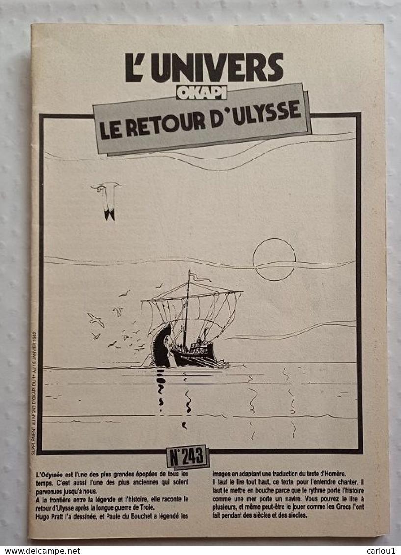 C1  Hugo PRATT Okapi LE RETOUR D ULYSSE 1982 Rare PORT INCLUS France - Pratt