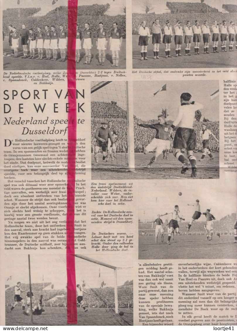 Voetbal Match Interland Duitsland X Nederland Te Dusseldorf - Orig. Knipsel Coupure Tijdschrift Magazine - 1937 - Non Classés
