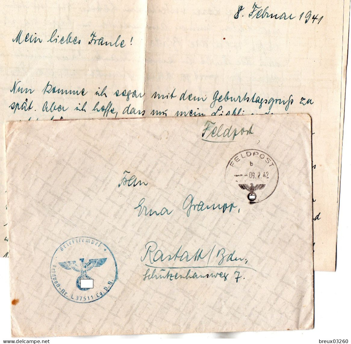 L-  Cachet " Feldpost -nr 037511 "- - Feldpost World War II