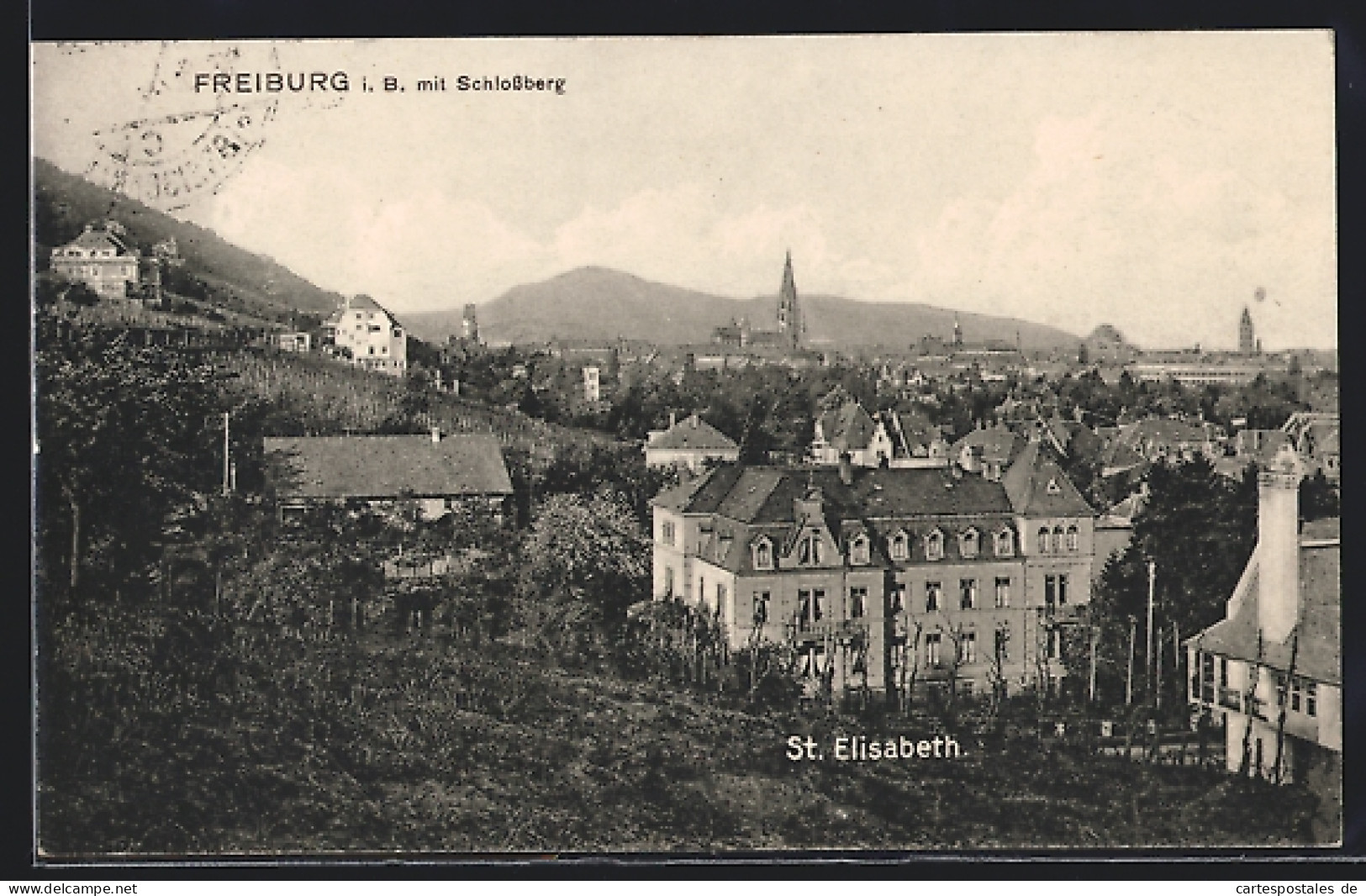AK Freiburg I. B., St. Elisabeth Mit Schlossberg  - Freiburg I. Br.