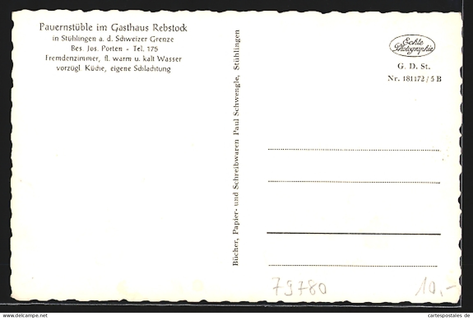 AK Stühlingen, Gasthaus Rebstock, Bauernstüble  - Autres & Non Classés