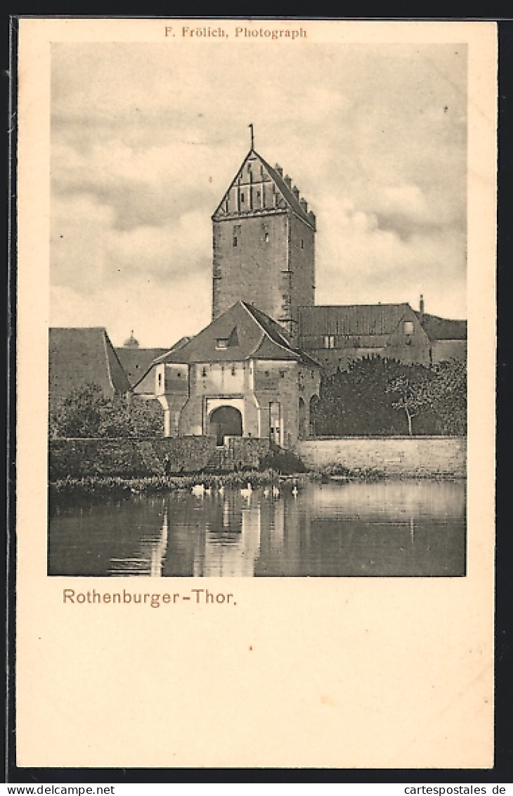 AK Rothenburg / Tauber, Rothenburger-Thor Mit Flusspartie Und Schwänen  - Rothenburg O. D. Tauber