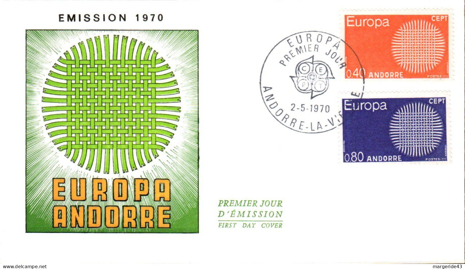 ANDORRE FDC 1970 EUROPA - 1970