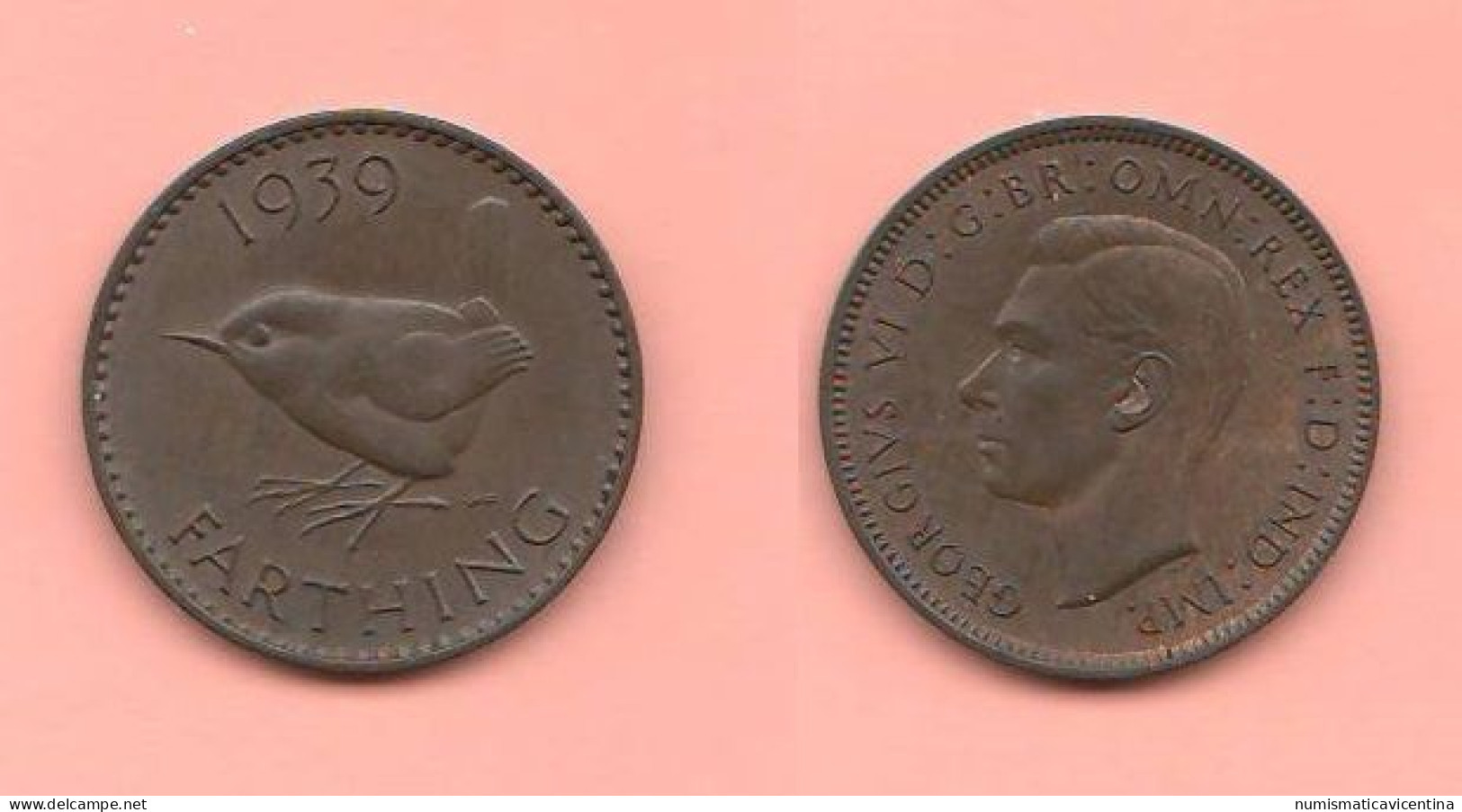 Great Britain Farthing 1939 King Georgius VI° Inghilterra United Kingdom 1 Farthing 1939 Bronze Coin   C 8 - B. 1 Farthing