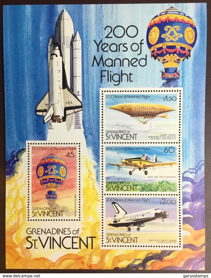 Grenadines Of St Vincent 1983 Manned Flight Aircraft Minisheet MNH - St.Vincent & Grenadines